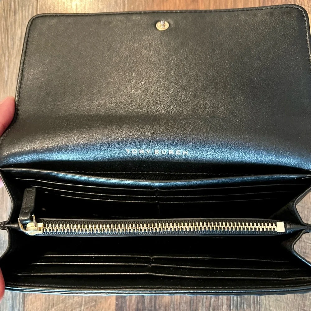 TORY BURCH Marion Quilted Embossed Leather Envelope Wallet Multi Gusseted - Picture 4 of 10